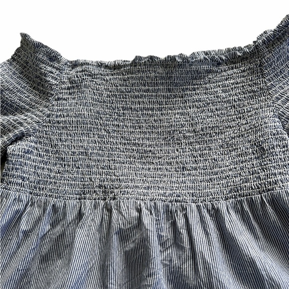 BeachLunchLounge, large, blue embroidered off the shoulder top. Cotton. - Picture 9 of 10